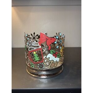 Bath & Body Works Holiday Tea Party Christmas 3 wick Candle Holder Sleeve